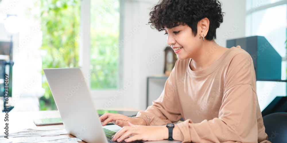 Portrait of smart young beautiful Asian business woman, successful female employee smiling with happy job, financial woman satisfied with the results of her work achievement in modern office Portrait of smart young beautiful Asian business woman, successful female employee smiling with happy job, financial woman satisfied with the results of her work achievement in modern office
