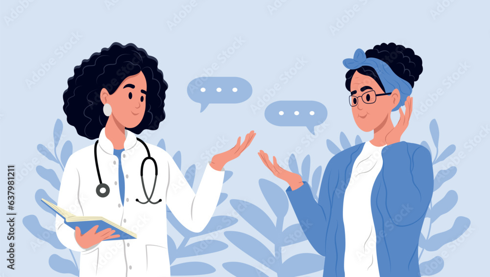 A family doctor is talking to an elderly patient. Awareness of the elderly about, Alzheimers disease, Cardiovascular diseases, Cancer, Osteoporosis, Arthritis, Parkinsons disease, Diabetes. A family doctor is talking to an elderly patient. Awareness of the elderly about, Alzheimers disease, Cardiovascular diseases, Cancer, Osteoporosis, Arthritis, Parkinsons disease, Diabetes.