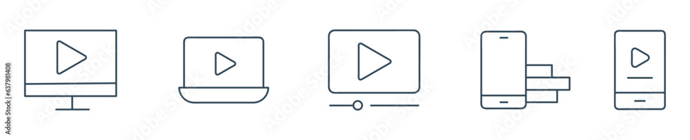 play button icon vector. eLearning device play button laptop, computer, mobile, book icon illustration play button icon vector. eLearning device play button laptop, computer, mobile, book icon illustration