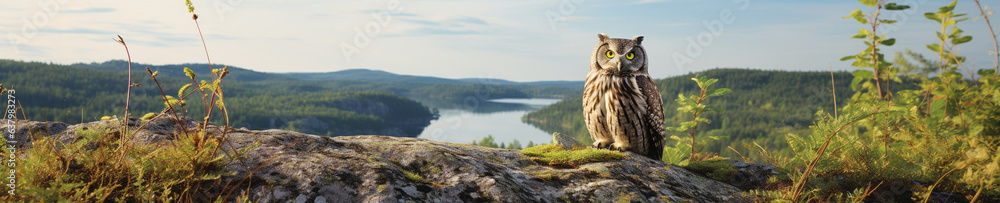 Obraz premium A Banner Photo of a nn Owl in Nature