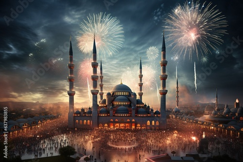 Happy Eid Al Adha Mosques, family and friends in that day