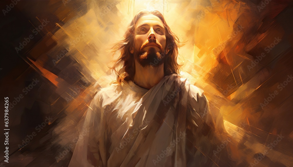 Painted expression portrait of Jesus face