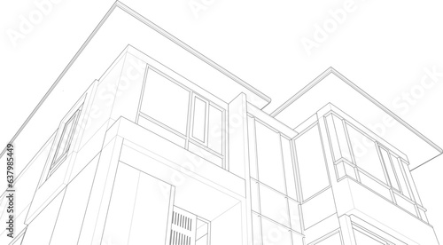 Fotografiet 3D illustration of residential project
