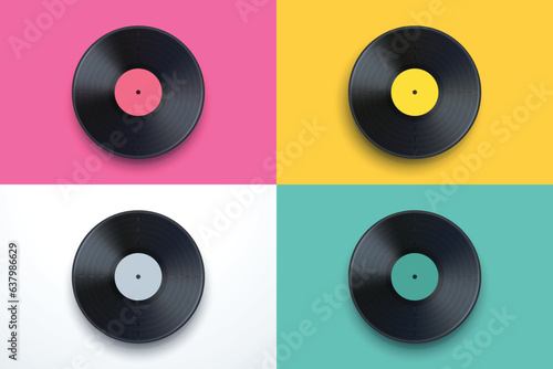front view vinyl records in colorful set