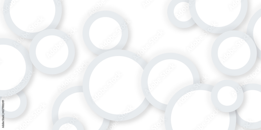 Background with circles Vector illustration. You can use for background poster, brochure, design artwork, template, banner, wallpaper. Grey white paper circles abstract tech minimal background. Vector