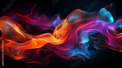 Colorful abstract flames on black background