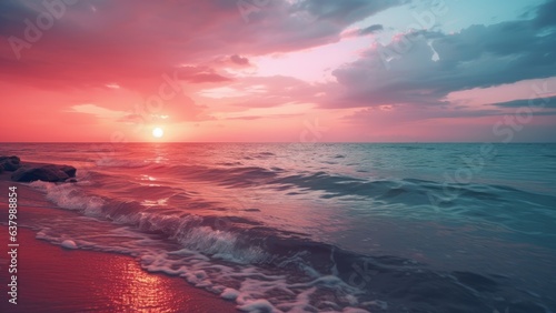 Sunset sky clouds over sea landscape background © whyt