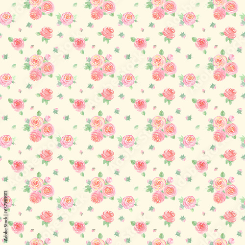 Watercolor roses flowers. B...