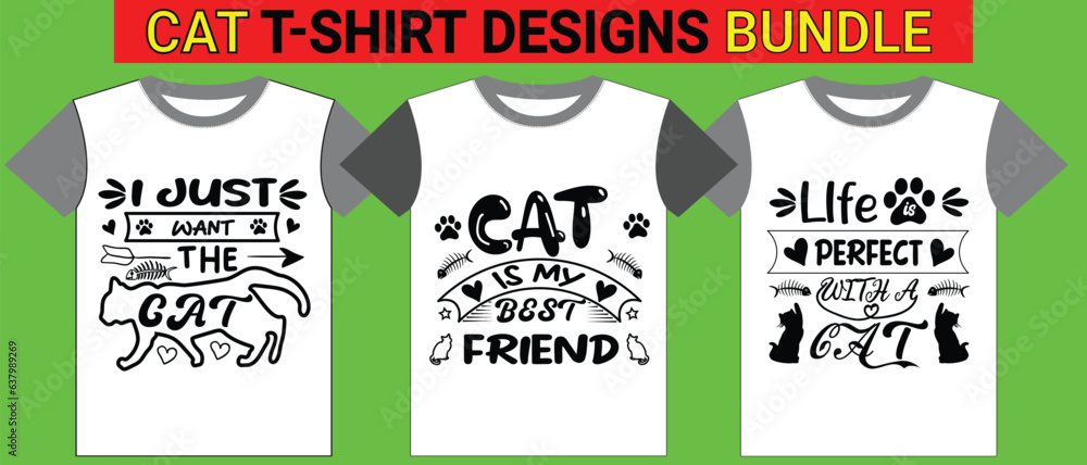 CAT T-SHIRT DESIGN BUNDLE Ready For Print