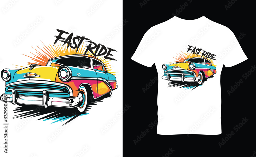 Car t-shirt design,Colorful and fashionable t-shirt design for men and women.