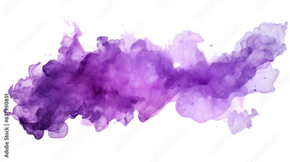 purple watercolor stain on transparent background
