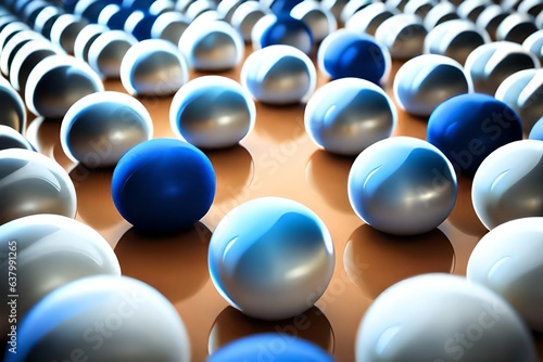 At the center of a group. Concept. White Balls symbolizing a meeting of a tea...