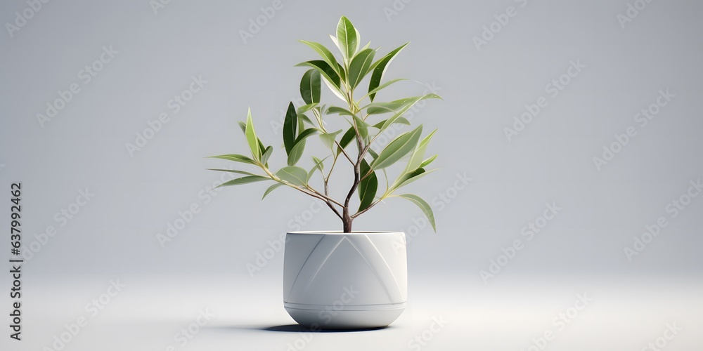 White background, a plant in a pot