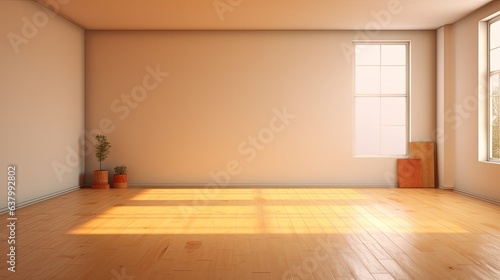 Room left empty for mockup. unoccupied room with a hardwood floor and a bright wall