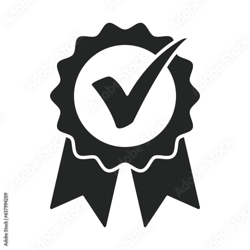 Premium Icon Vector, Rosette Award Vector, Verified Icon, Approval Vector Sign, Medal Of Winner Symbol, Check And Tick Mark, Best Practice, Guarantee, Certification Badge, Sports And Competition