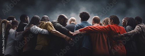 a group of african american people hugging tightly stand in a circle, the concept of unity and solidarity, legal AI