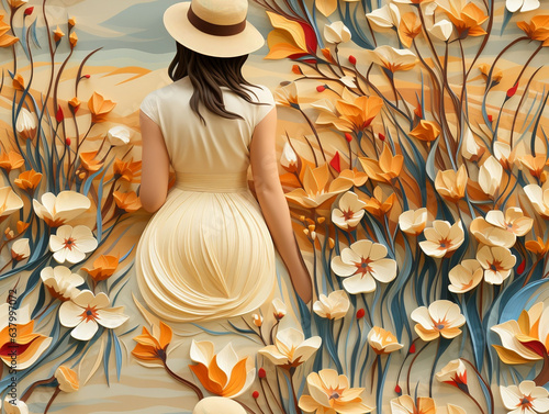 Blumen Frau Blumenfeld Gemälde kunst flowers woman flower field paintings art