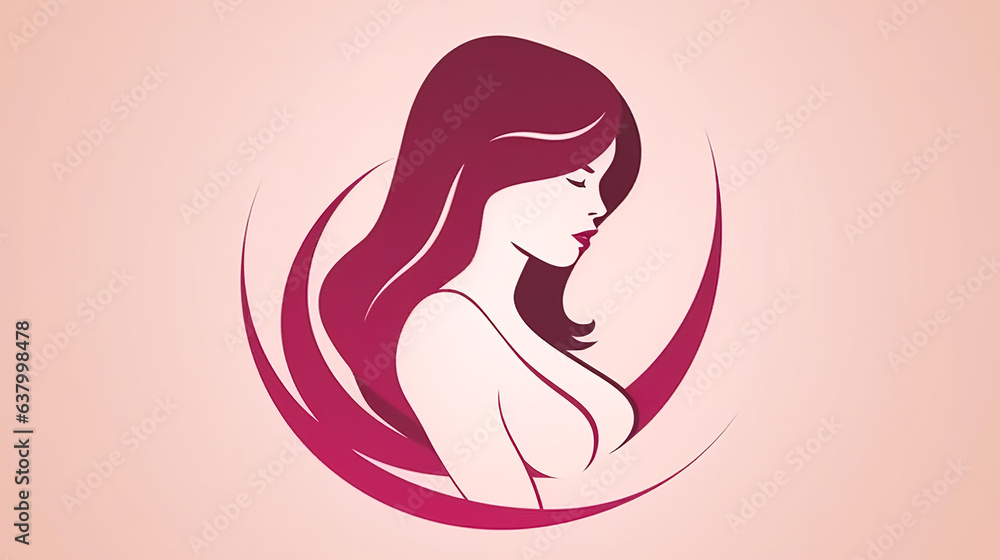 Attractive brunette woman, logo design, generative AI.