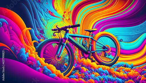 colorful background with bicycle. Isolated, sport, wheel, cycle. © Loki Studio