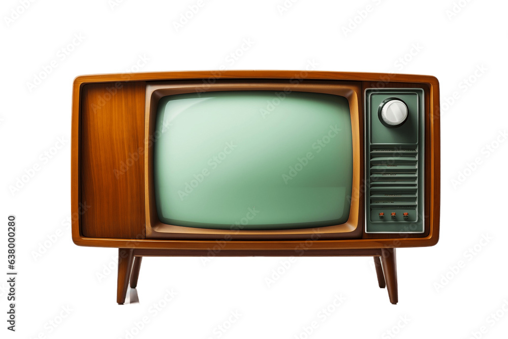 Brand New Vintage Television - Front View Isolated on Transparent Background. Generative AI