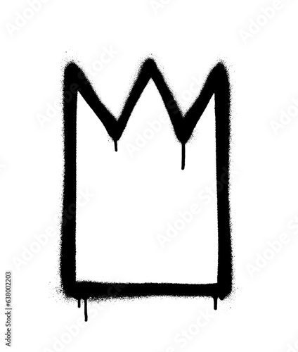 Sprayed crown with overspray in black over white. Vector illustration.
