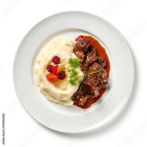 Tr Rudi Hungarian Dish On Plate On White Background Directly Above View