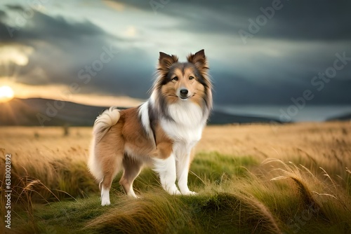 border collie dog in fields in autumn © Sameena