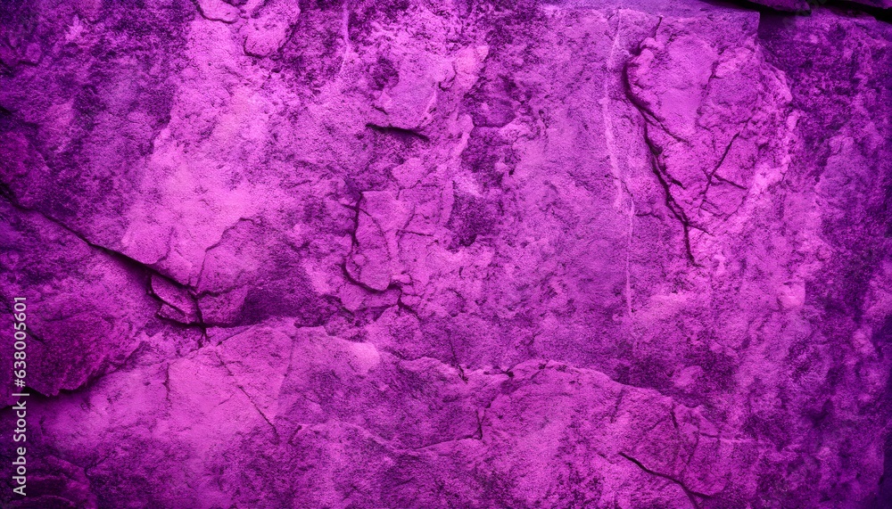 Purple, pink grunge background. Toned rough cracked rock surface texture. Close up. Colorful stone background.