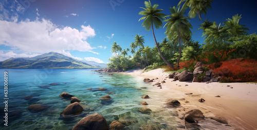 a beautiful paradise beach hyper realistic very detailed HD wallpaper