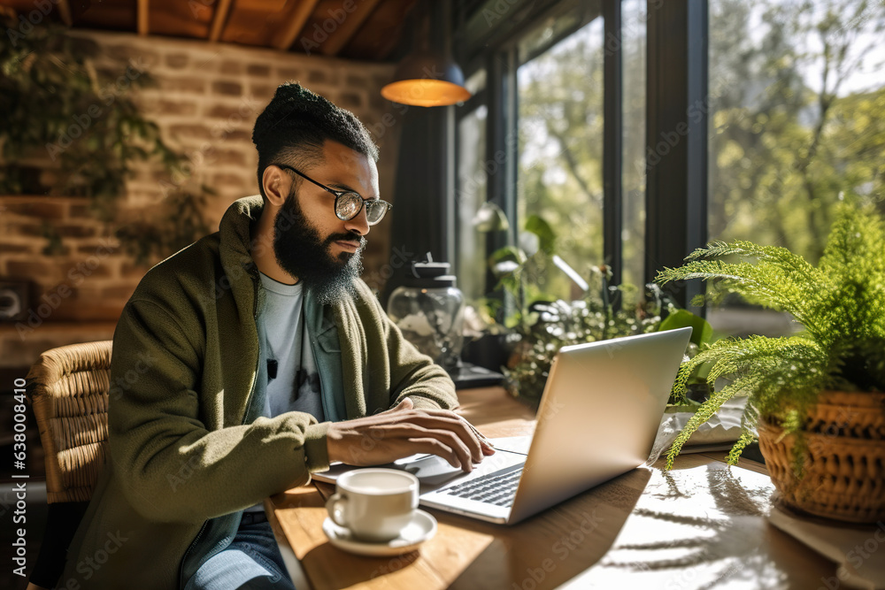 IT Developer using laptop to write code and working remote IT Developer using laptop to write code and working remote