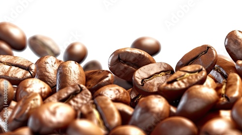 close up of coffee beans on white