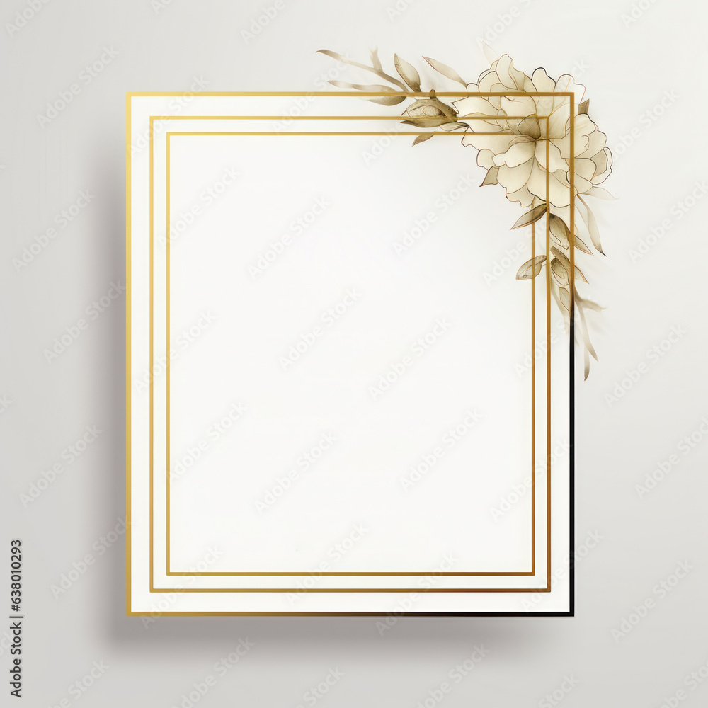 Wedding invitation card template luxury design with gold frame and nature leaf Wedding invitation card template luxury design with gold frame and nature leaf