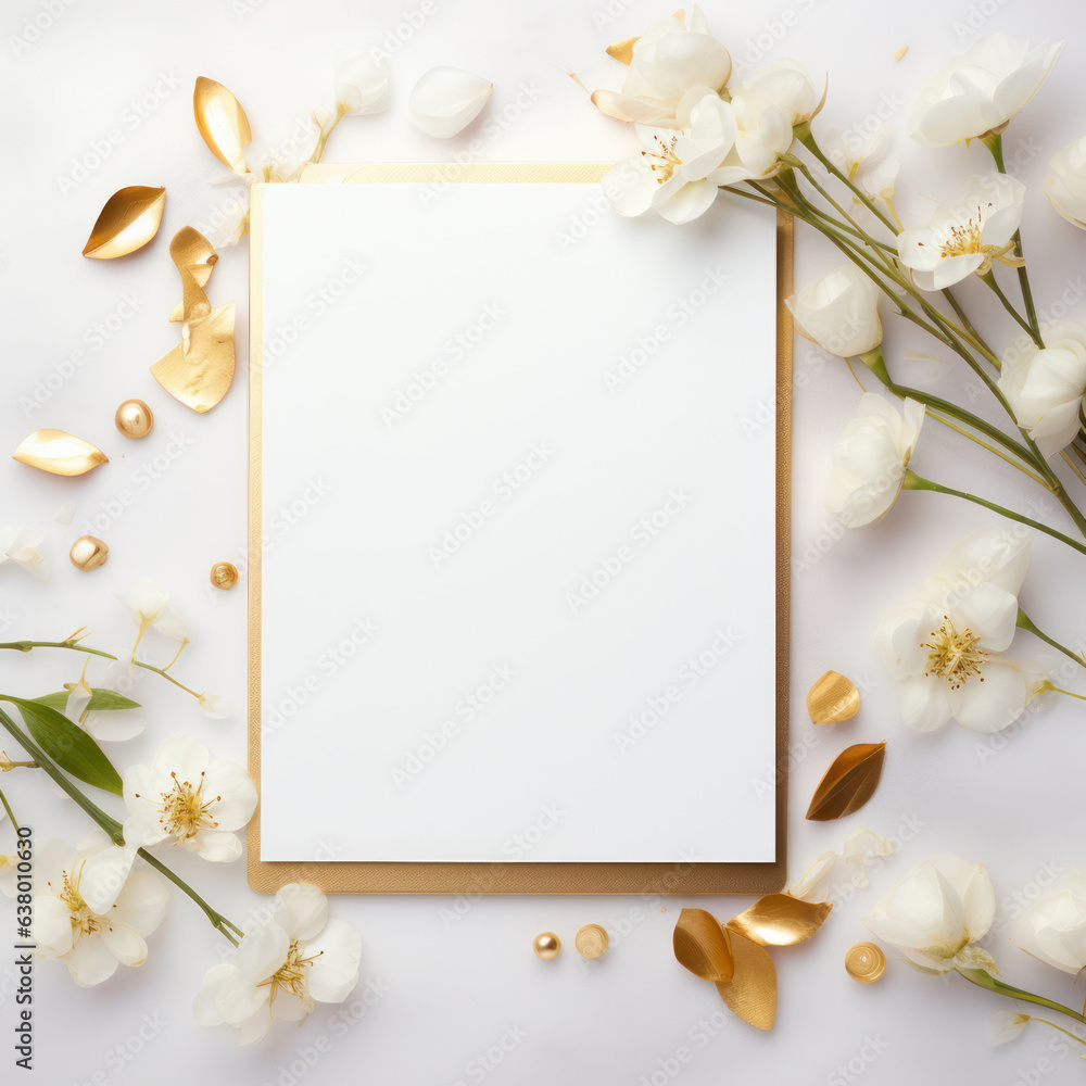 Wedding invitation card template luxury design with gold frame and nature leaf Wedding invitation card template luxury design with gold frame and nature leaf