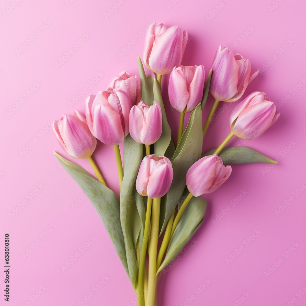 Pastel Tulip Symphony: Elegance on Soft Pink Pastel Tulip Symphony: Elegance on Soft Pink