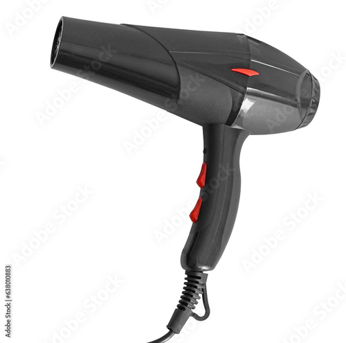 Black hair Dryer Isolated on transparent Background