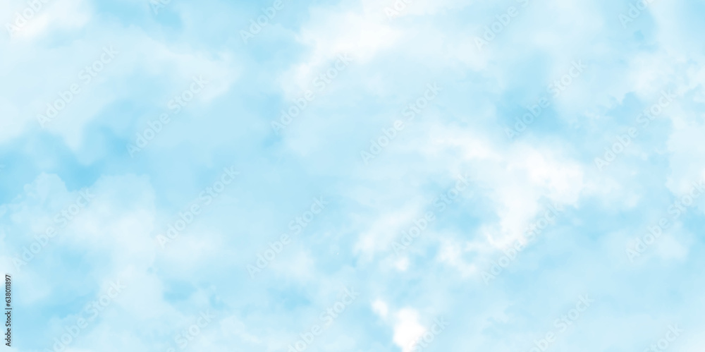 Fresh and shiny White clouds on blue sky with tiny clouds, Hand painted watercolor shades sky clouds, Bright blue cloudy sky vector illustration. Fresh and shiny White clouds on blue sky with tiny clouds, Hand painted watercolor shades sky clouds, Bright blue cloudy sky vector illustration.