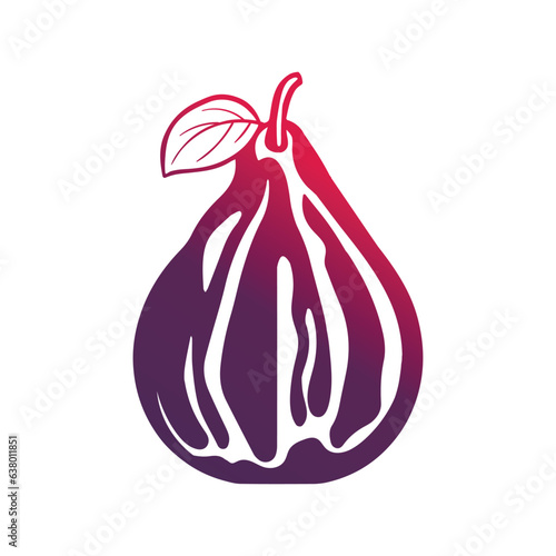 Cutaway fig icon. Fruit gradient icon, sign, bright fig for web or logo.
