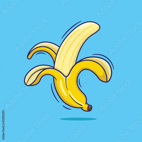 Cute cartoon yellow banana vector illustrations mascot