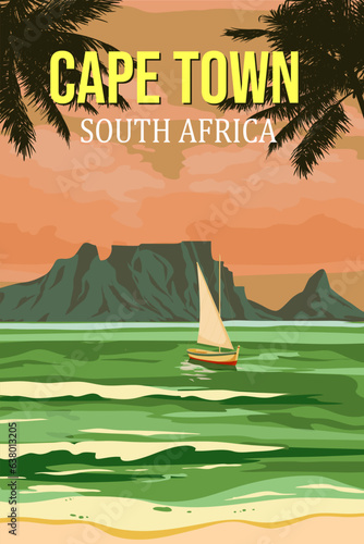Cape Town Travel Poster Table Mountain view
