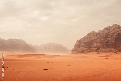 Red Mars like landscape in Wadi Rum desert Jordan