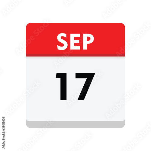 calender icon, 17 september icon with white background 