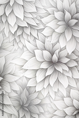 floral pattern in watercolor with natural leaves, in the style of black and gray, monochromatic artworks, nature-inspired imagery, delicate washes, ultrafine detail