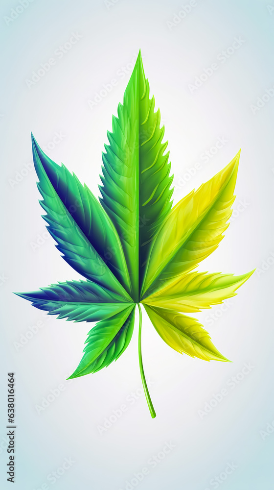 Naklejka premium Green realistic cannabis leaf isolated on a white background, generative AI.