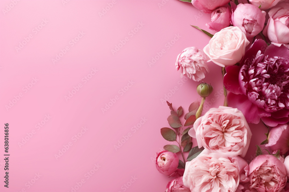 Roses and Peonies Embrace: Pink Harmony