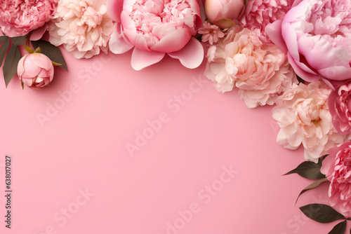 Pastel Floral Medley: Peony Rose Ensemble on Pink