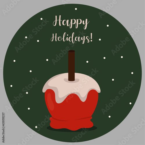 Happy Holidays  Illustration Apple Caramel