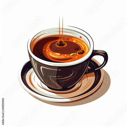 Illustration of a cup of coffee, on a white background. Generative AI.