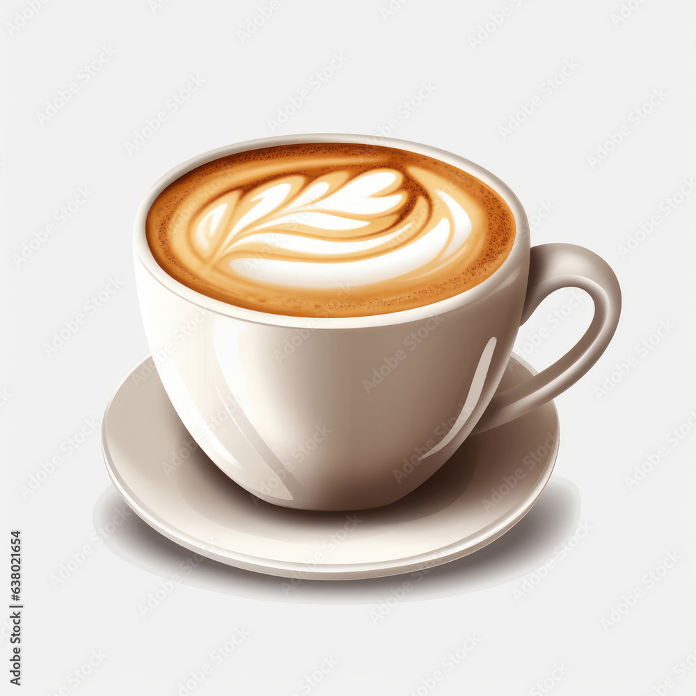 Illustration of a cup of coffee, on a white background. Generative AI. Illustration of a cup of coffee, on a white background. Generative AI.
