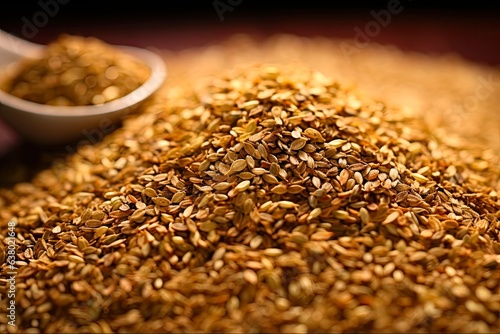 Closeup of Roasted Sesame and Spice Dukkah Seasoning Blend with Crushed Herbs and Cumin. Generative AI © AIGen