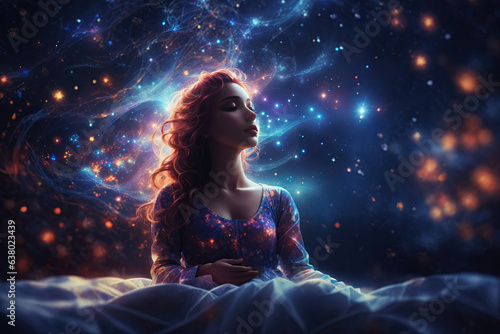 Lucid dreaming astral projection illustration. ai generative